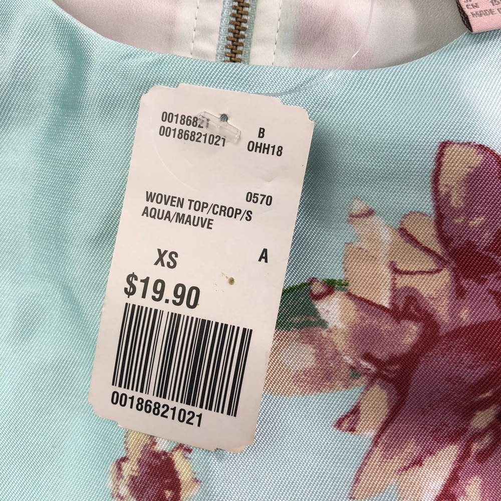 Forever21 Floral Crop Top Sleeveless Corset Crew Neck NWT Zipper Fitted Victoria - Picture 3 of 10